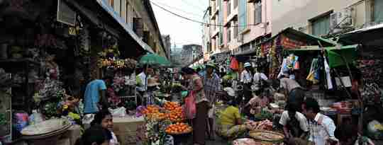 Gadehandlere i Yangon, Myanmar