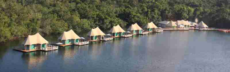 De flydende telte ligger lige op ad regnskoven, 4 Rivers Floating Lodge, Cambodia