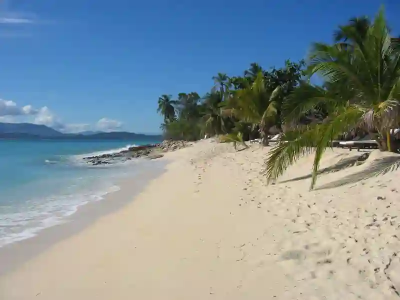 Kridhvide strande og palmer på Nosy Be