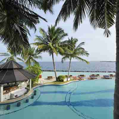 Pool ligger helt ned til den kridhvide strand og Det Indiske Ocean på Royal Island Resort & Spa, Baa Atoll, Maldiverne