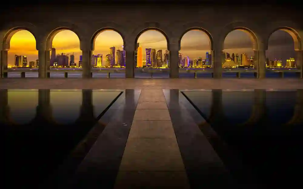 Skyline fra Museum of Islamic Art i Doha, Qatar