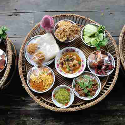 Kantoke, traditionally meal set was popular in North of Thailand, particularly Chiang Mai, Thailand_118324060