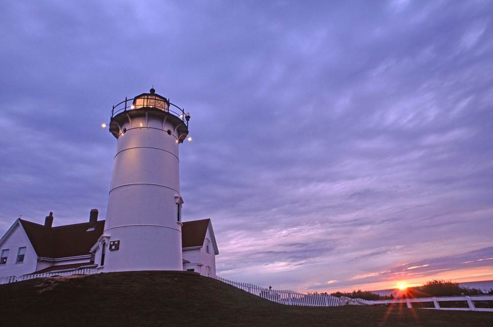 Nobska Point Lighthouse ved solnedgang