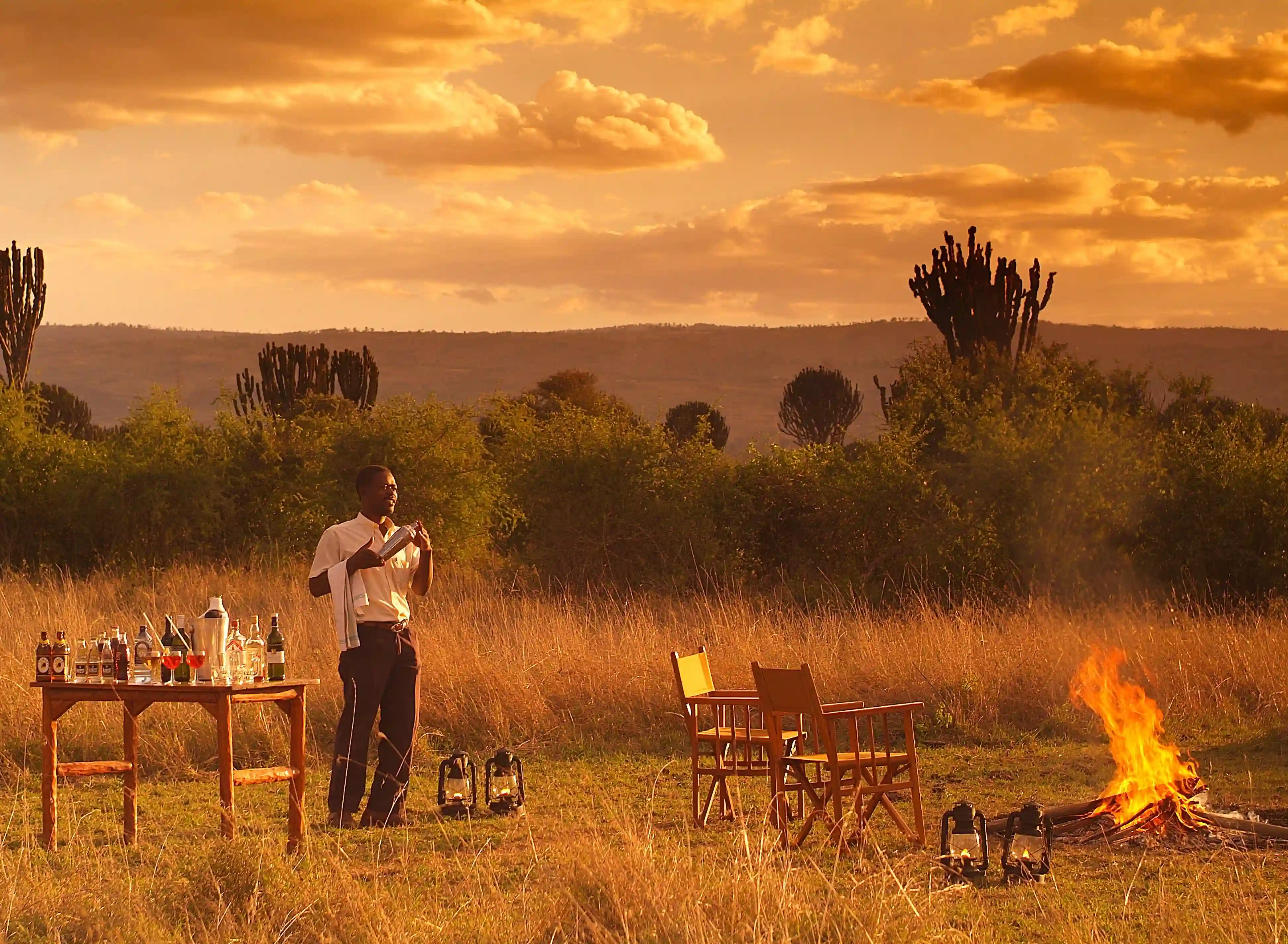 Sundowner på Mbweha Camp, Kenya