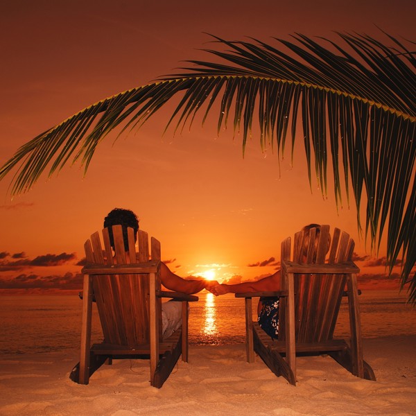 Solnedgang på seychellerne