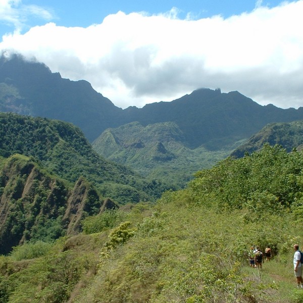 Flot udsigt til bjergene, Punaruu, Tahiti, Franas Polynesien